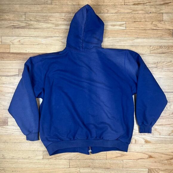 Carhartt Thermal Waffle Lined Hooded Zip Sweatshirt Dark Blue Mens - Picture 2 of 7